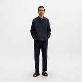 CURVED COTTON PANTS- NAVY