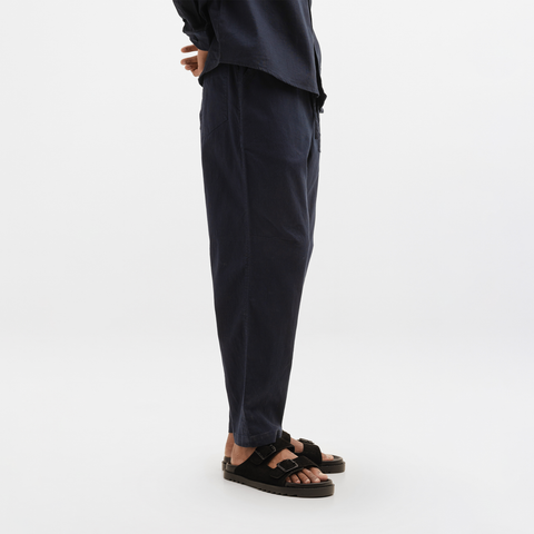 CURVED COTTON PANTS- NAVY