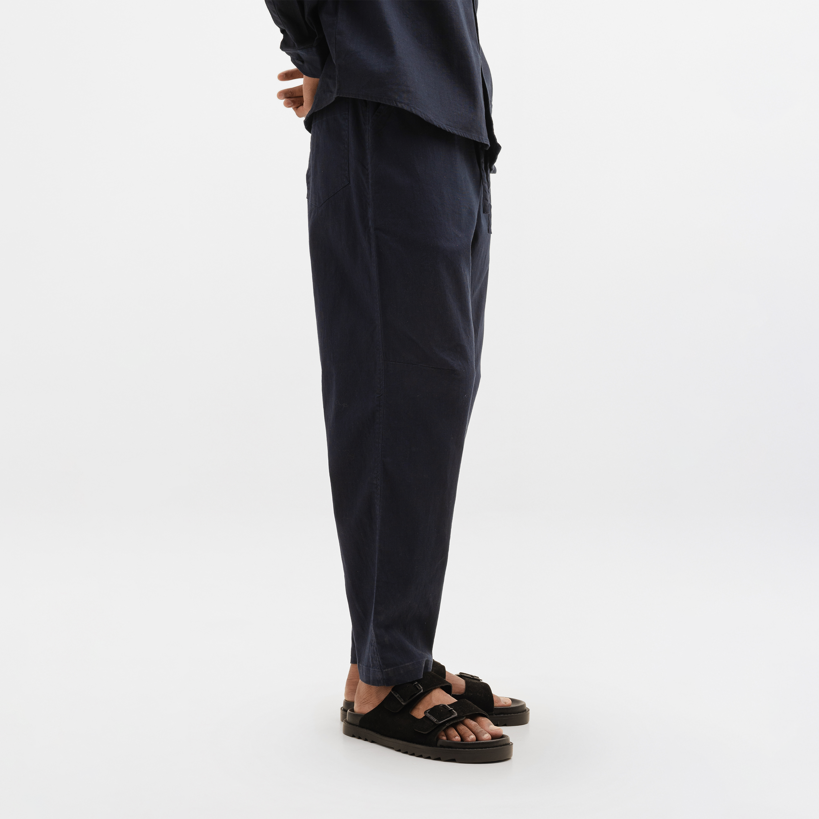 CURVED COTTON PANTS - NAVY