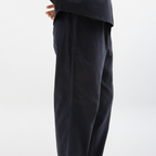 CURVED COTTON PANTS - NAVY