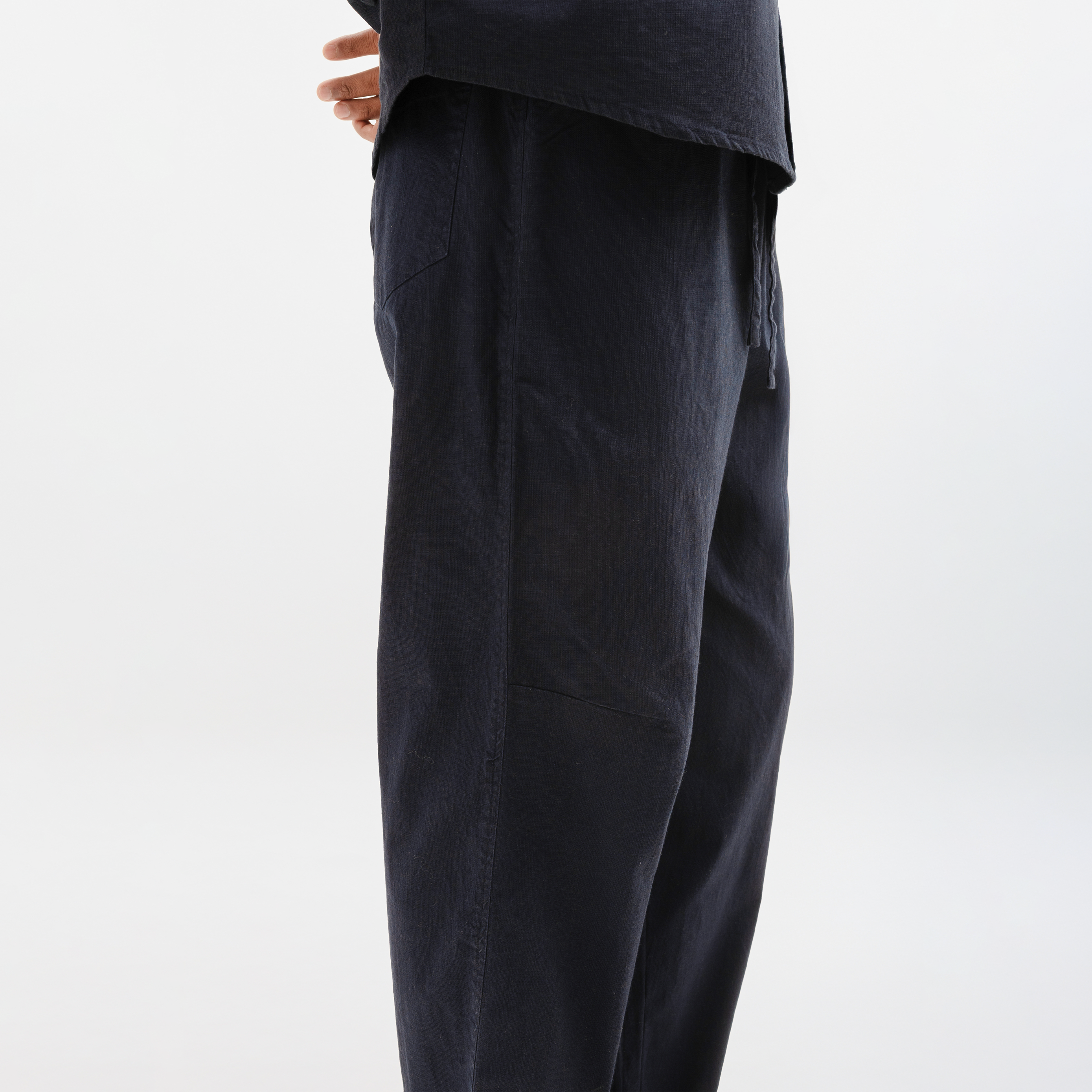 CURVED COTTON PANTS - NAVY