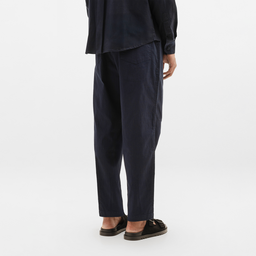 CURVED COTTON PANTS- NAVY