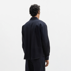 COTTON SPREAD COLLAR SHIRT - NAVY