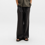 WIDE LEG NYLON PANTS - BLACK