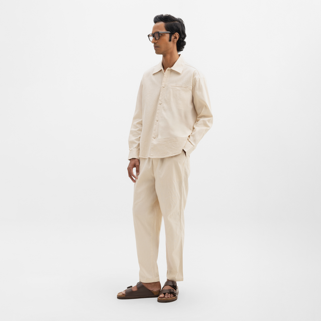 CURVED COTTON PANTS - NATURAL