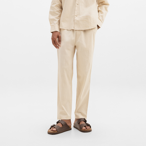 CURVED COTTON PANTS- NATURAL