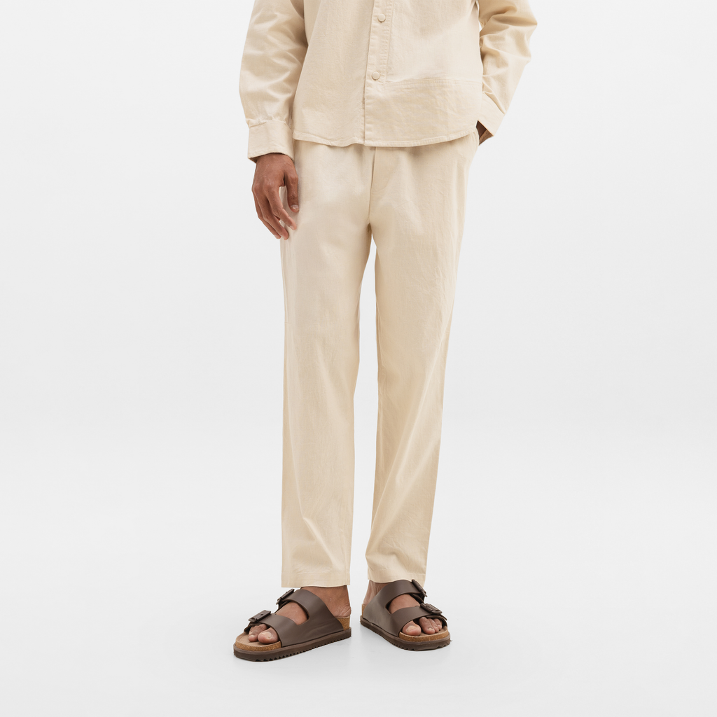 CURVED COTTON PANTS - NATURAL