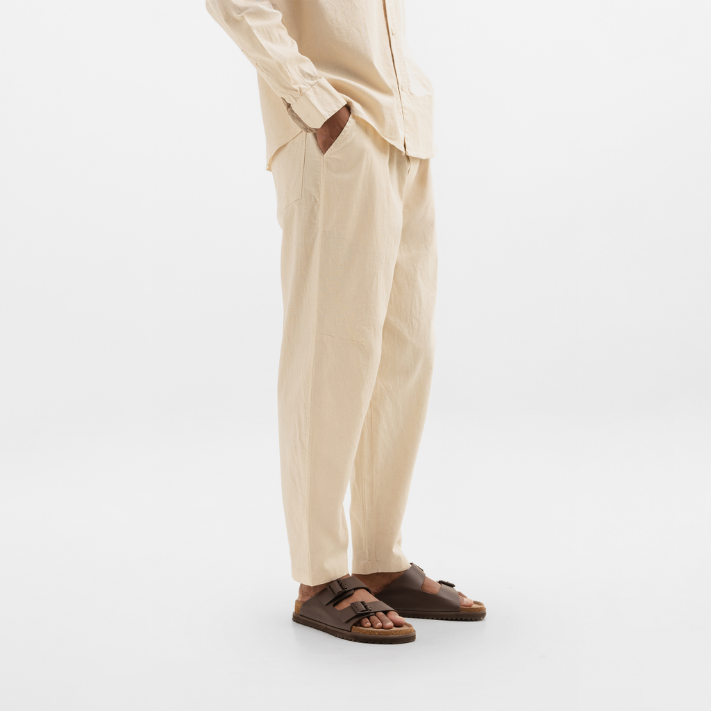CURVED COTTON PANTS - NATURAL
