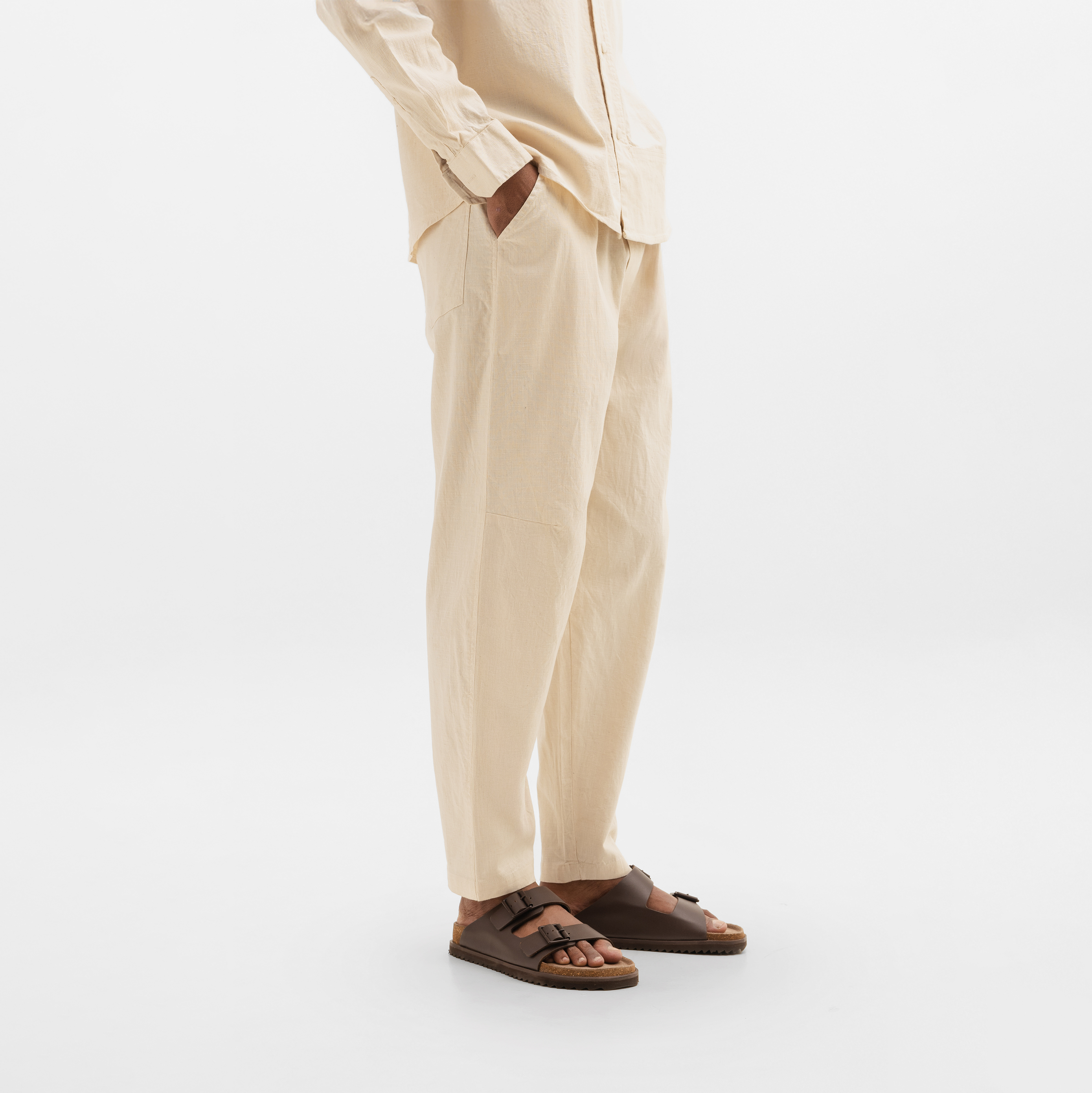 CURVED COTTON PANTS - NATURAL