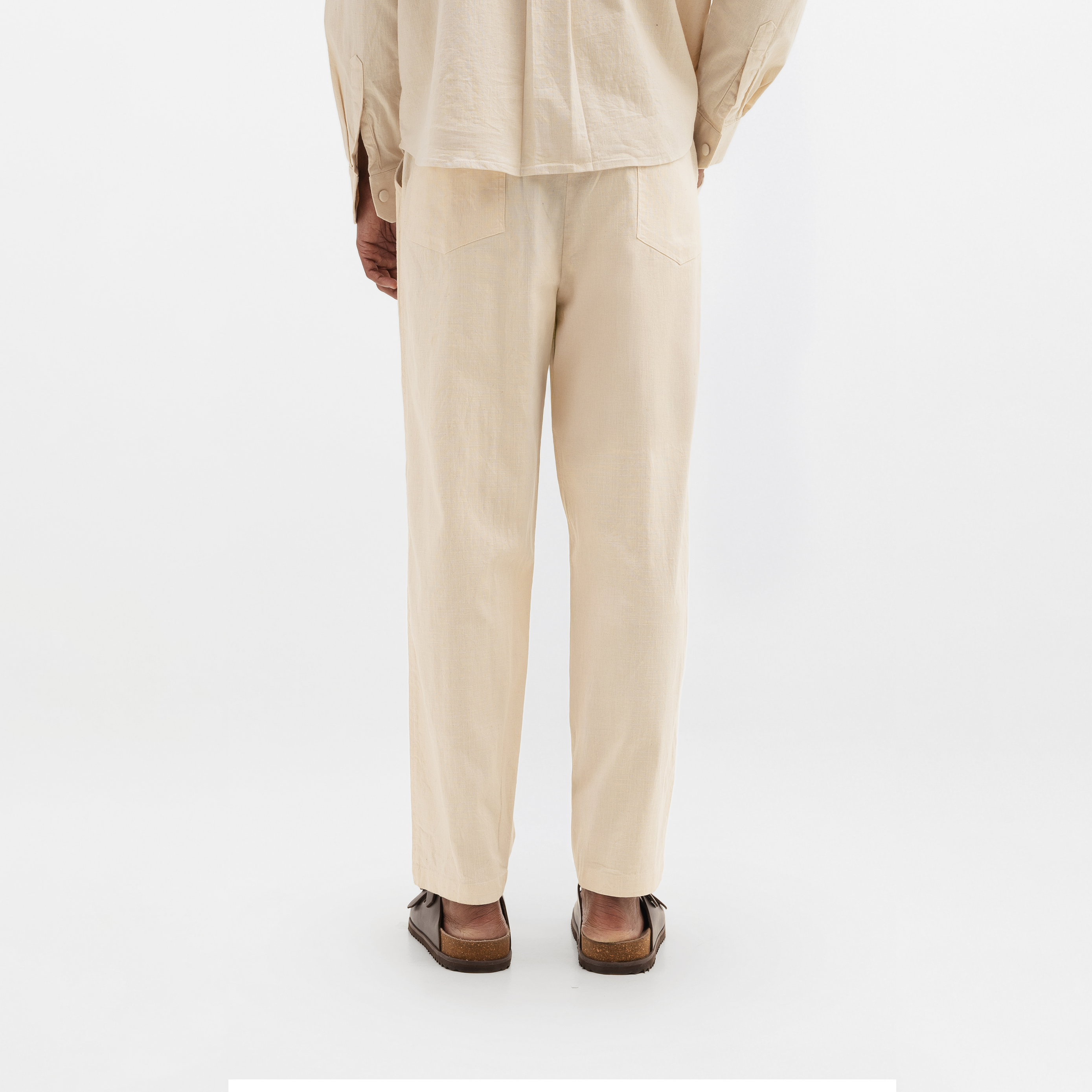 CURVED COTTON PANTS - NATURAL