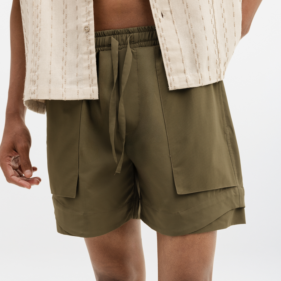 NYLON  SHORTS- OLIVE