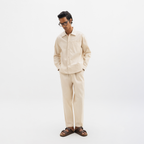 COTTON SPREAD COLLAR SHIRT - NATURAL