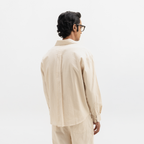 COTTON SPREAD COLLAR SHIRT - NATURAL