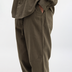 CURVED COTTON PANTS - OLIVE