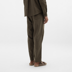 CURVED COTTON PANTS - OLIVE