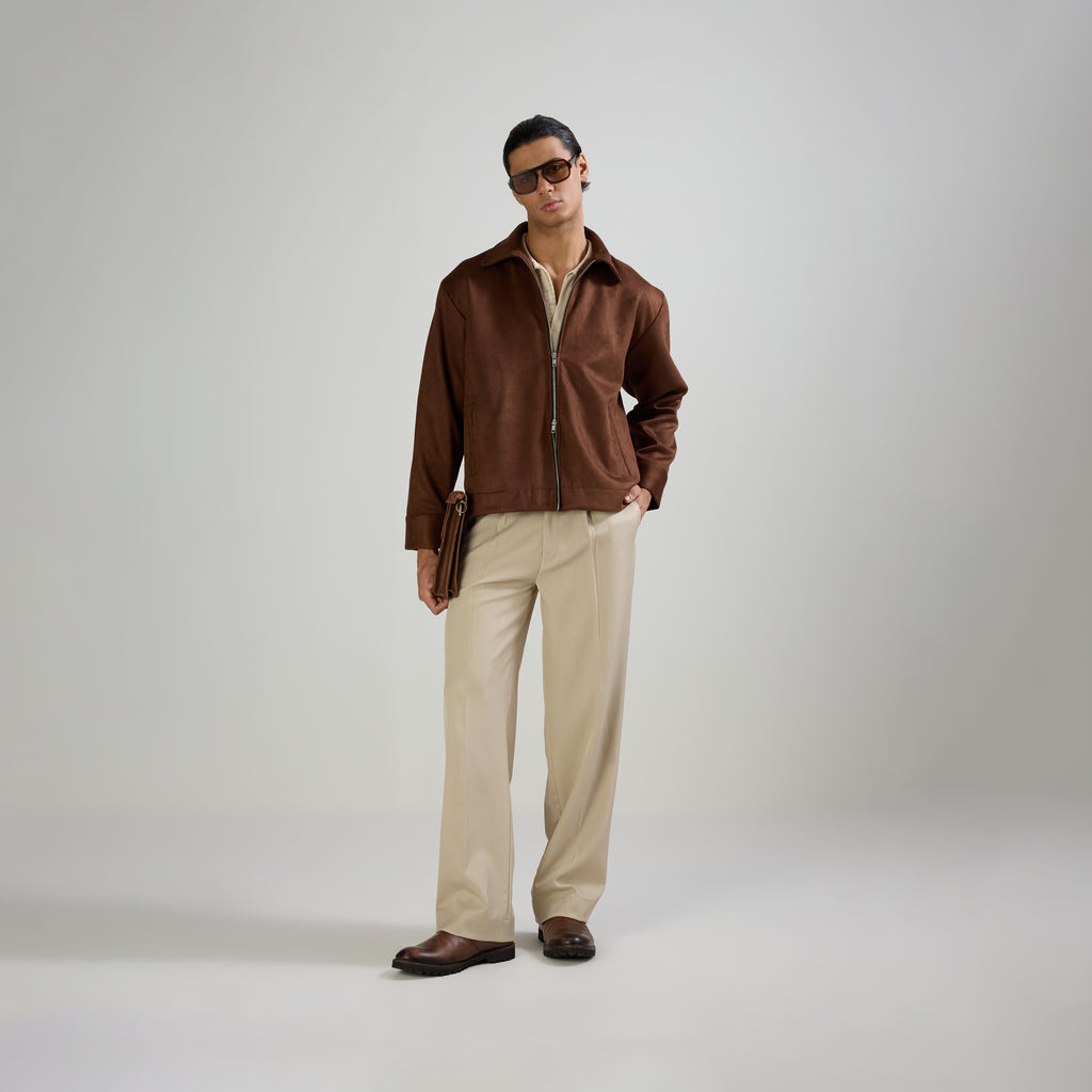 CLASSIC PLEATED TROUSERS - CREAM