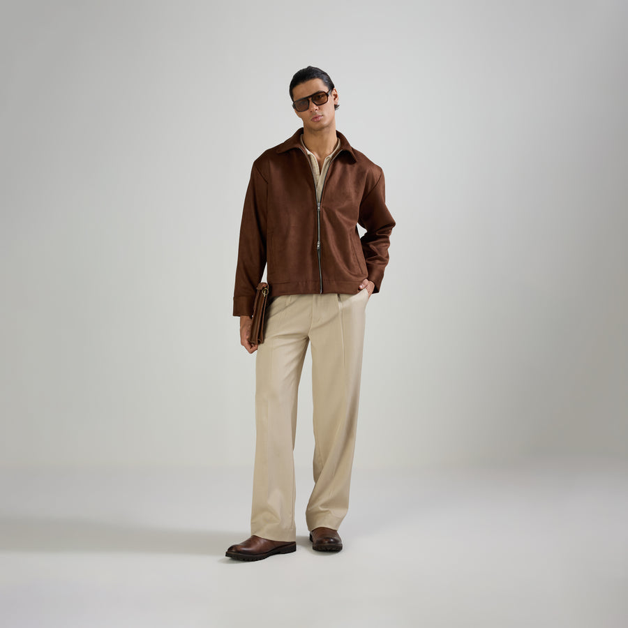 CLASSIC PLEATED TROUSERS - CREAM