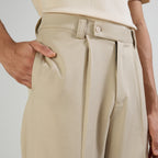 CLASSIC PLEATED TROUSERS - CREAM