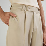 CLASSIC PLEATED TROUSERS - CREAM