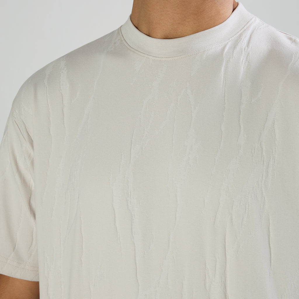 JACQUARD ROUND NECK T-SHIRT - MILD GREY