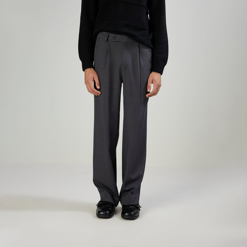 CLASSIC PLEATED TROUSERS - GRAY