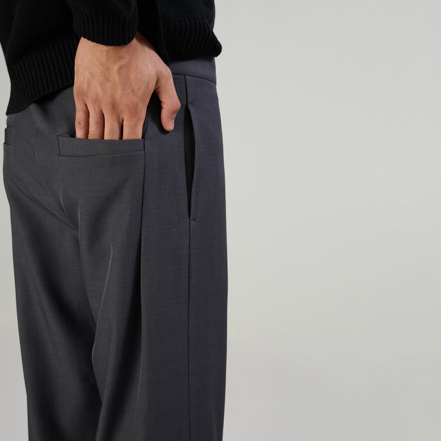 CLASSIC PLEATED TROUSERS - GRAY