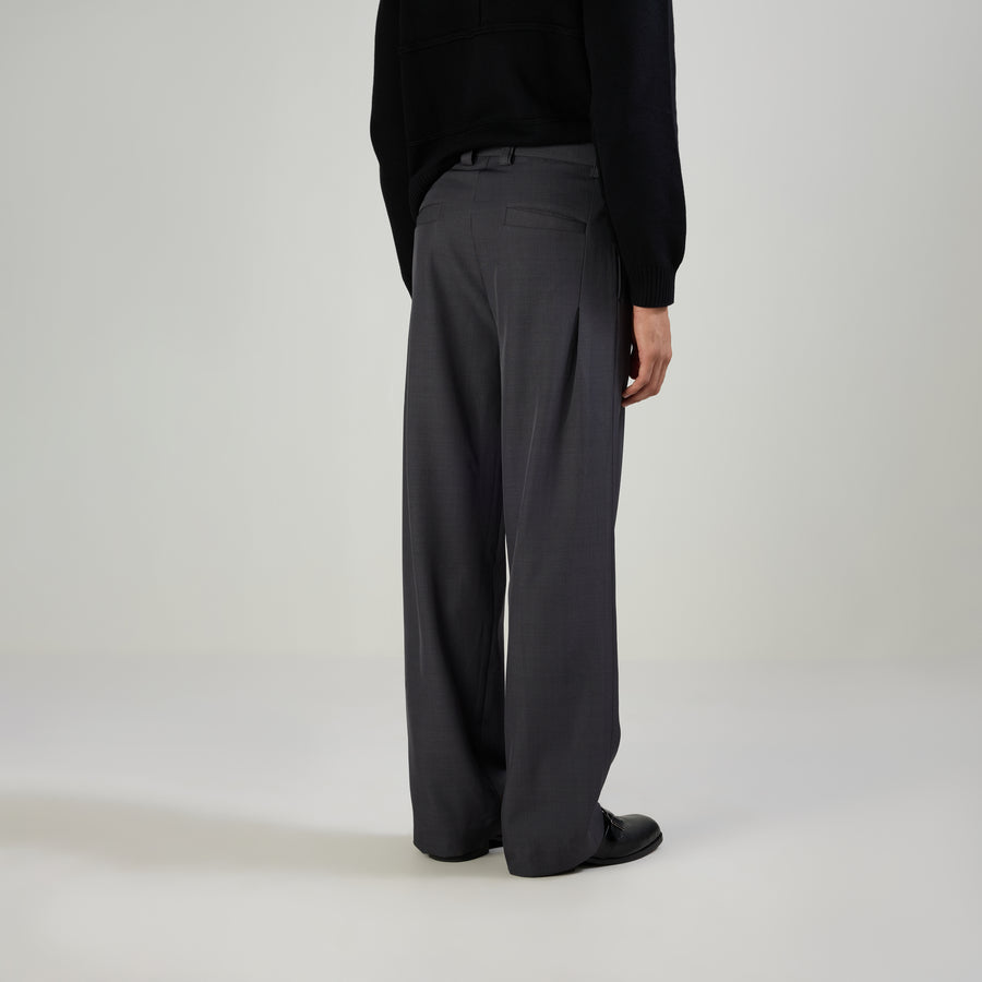 CLASSIC PLEATED TROUSERS - GRAY
