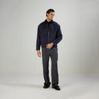 SUEDE TWO-WAY ZIP JACKE - NAVY