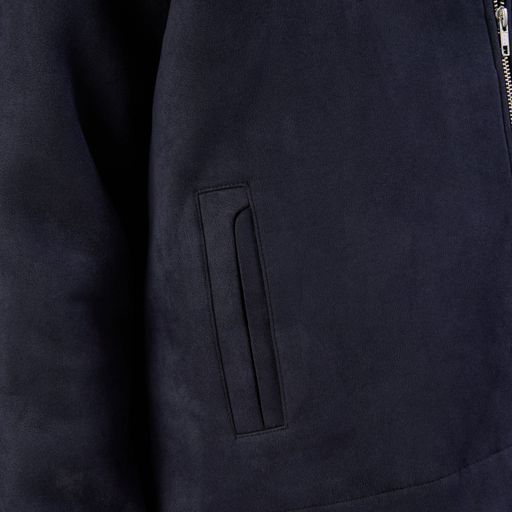 SUEDE TWO-WAY ZIP JACKE - NAVY