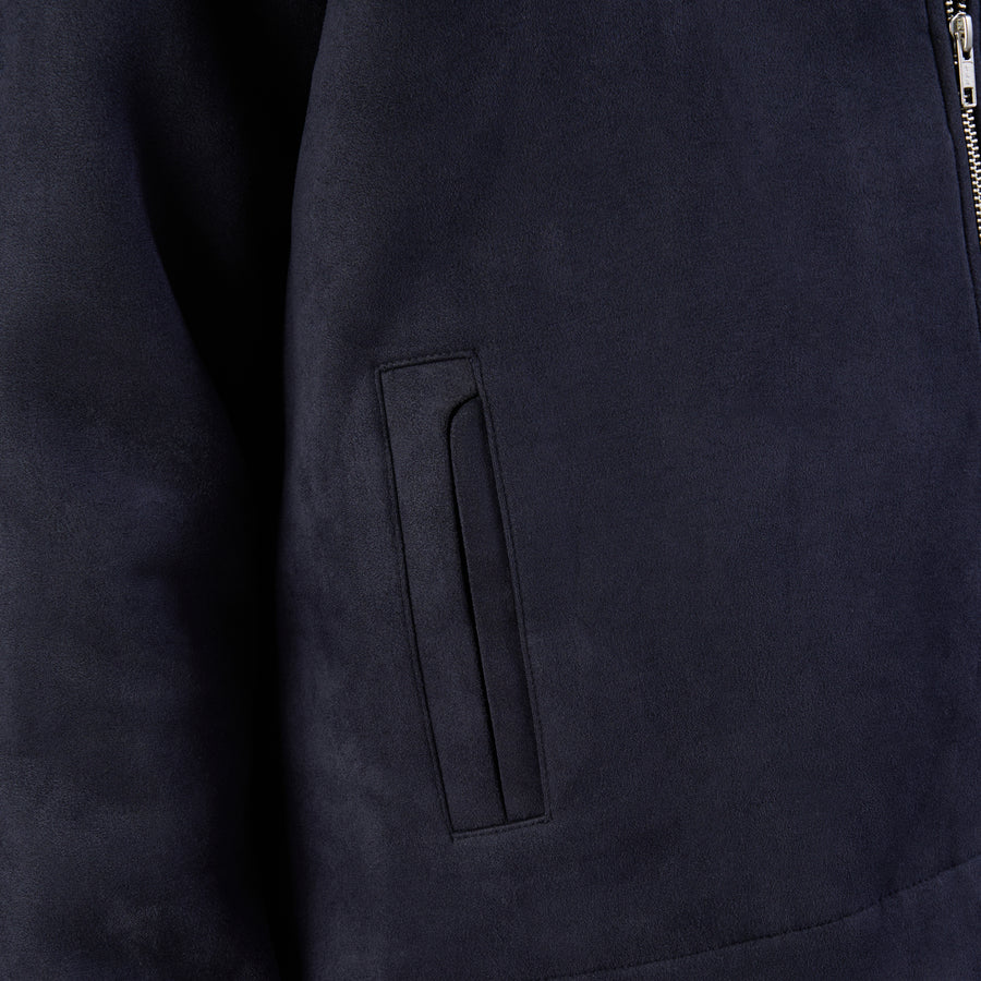 SUEDE TWO-WAY ZIP JACKE - NAVY