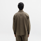 COTTON SPREAD COLLAR SHIRT - OLIVE