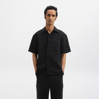 PINSTRIPE CUBAN SHIRT - JET BLACK