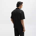 PINSTRIPE CUBAN SHIRT - JET BLACK