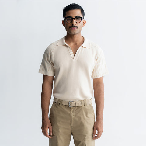 JACQUARD POLO T-SHIRT - SAND