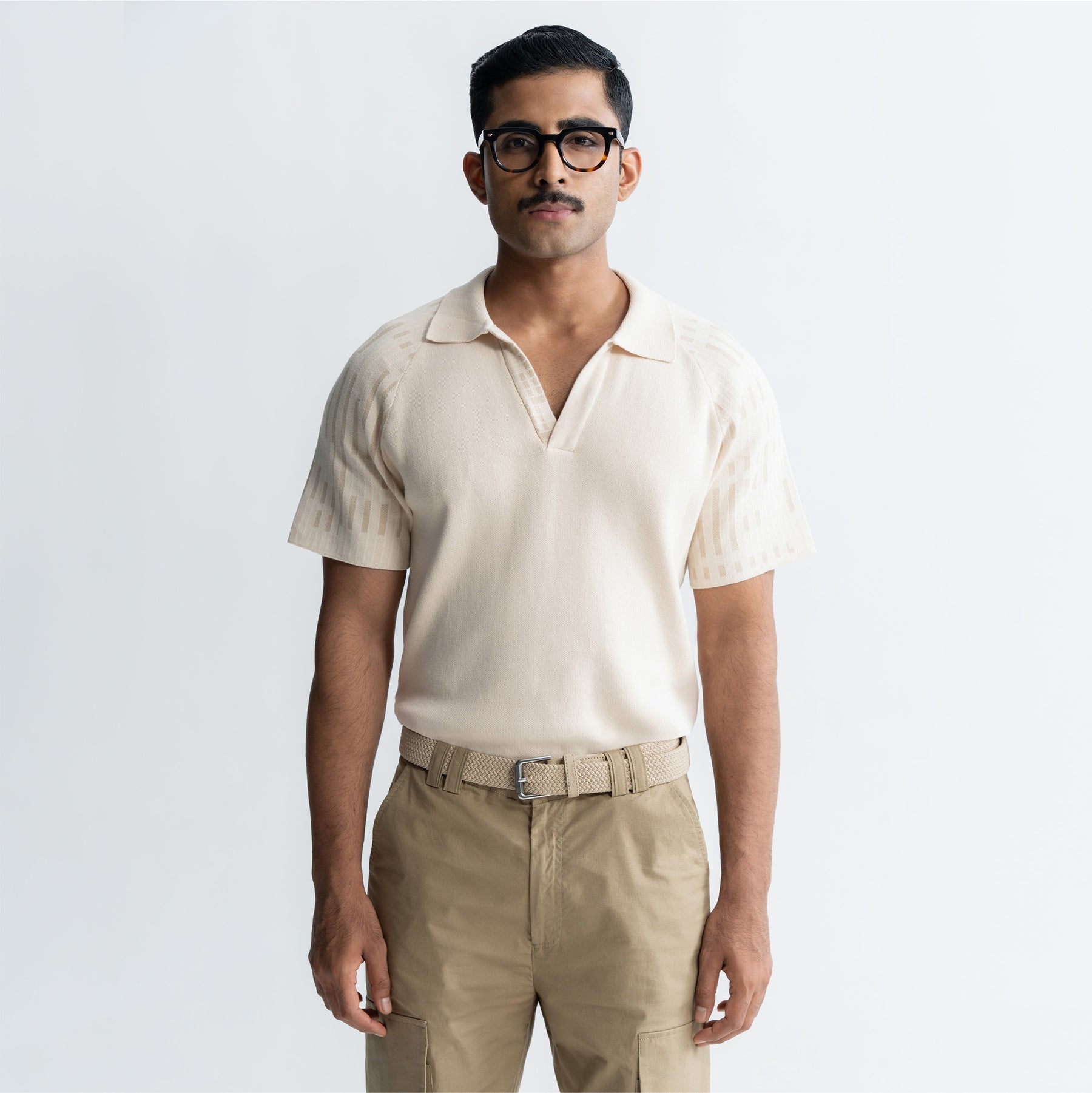 JACQUARD POLO T-SHIRT - SAND
