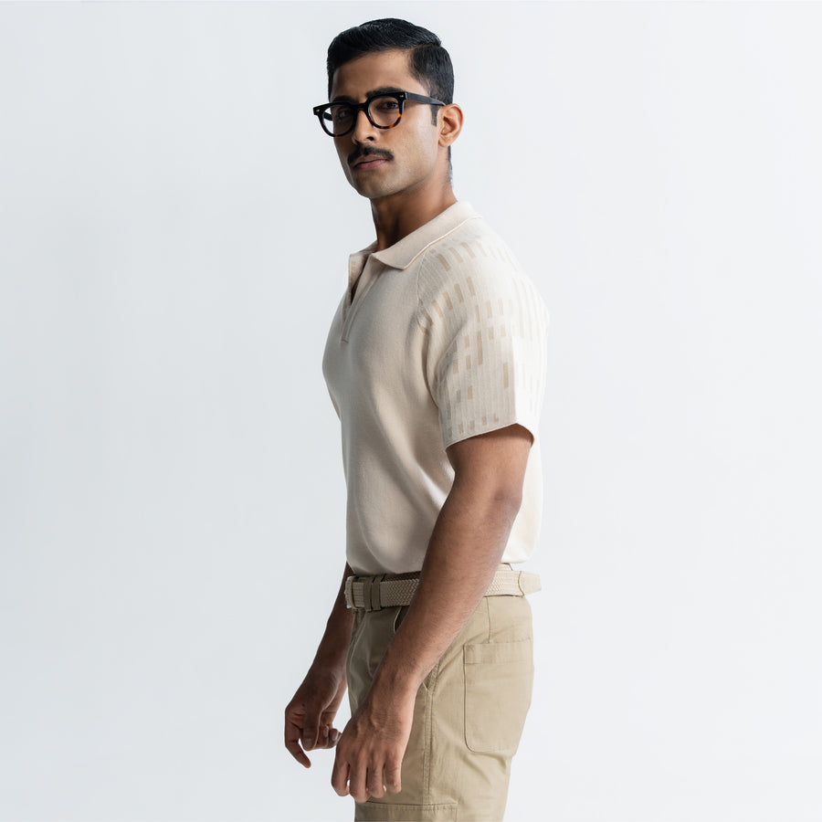 JACQUARD POLO T-SHIRT - SAND