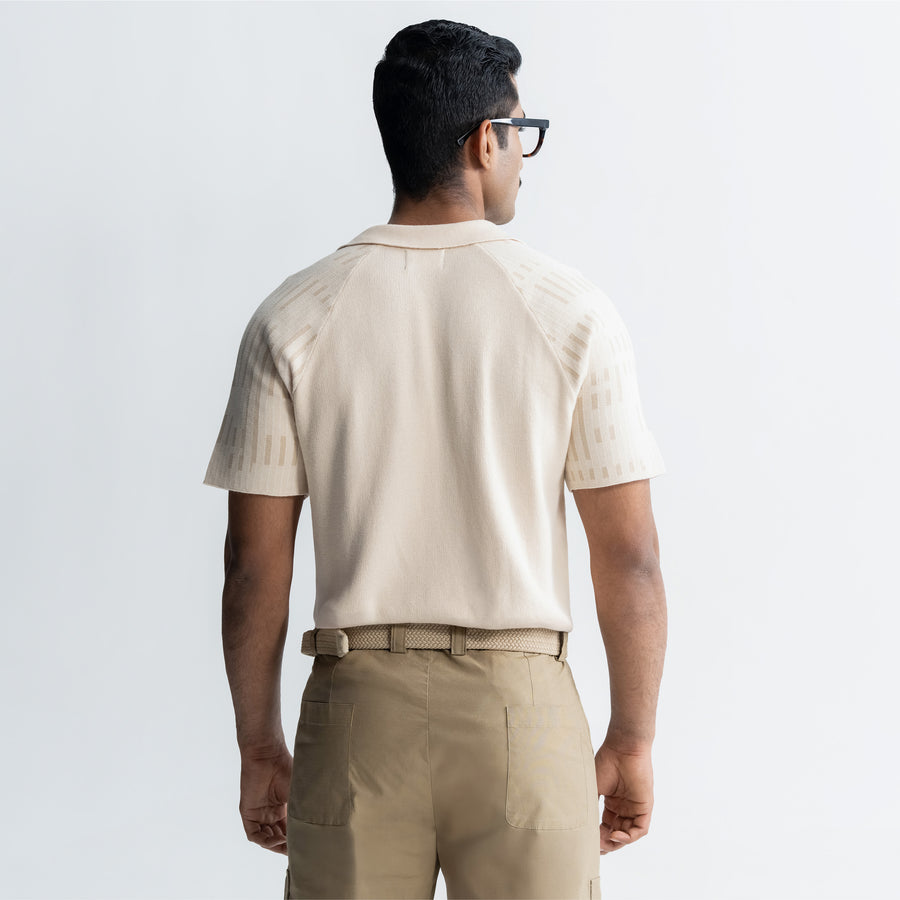 JACQUARD POLO T-SHIRT - SAND