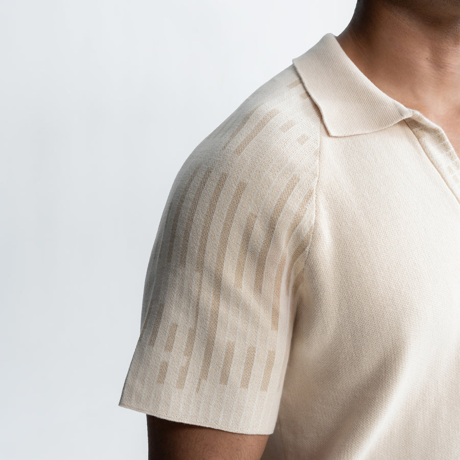 JACQUARD POLO T-SHIRT - SAND
