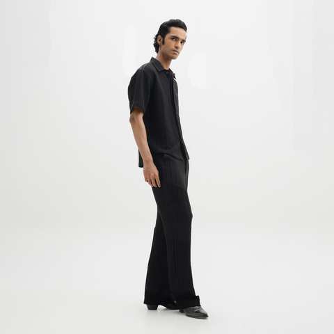 PINSTRIPE YAMAZAKI PANTS- JET BLACK