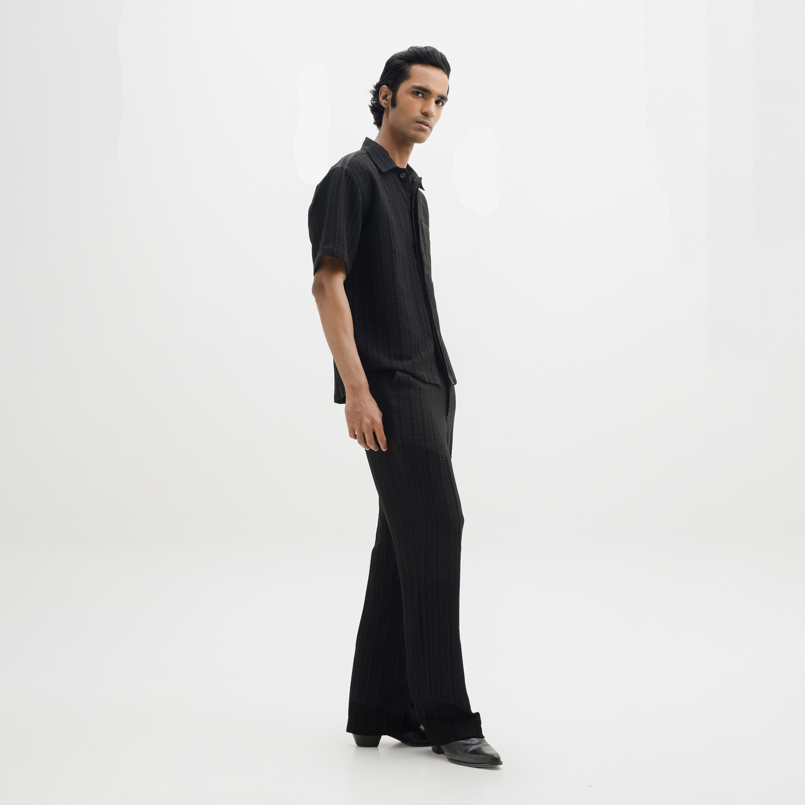 PINSTRIPE YAMAZAKI PANTS - JET BLACK