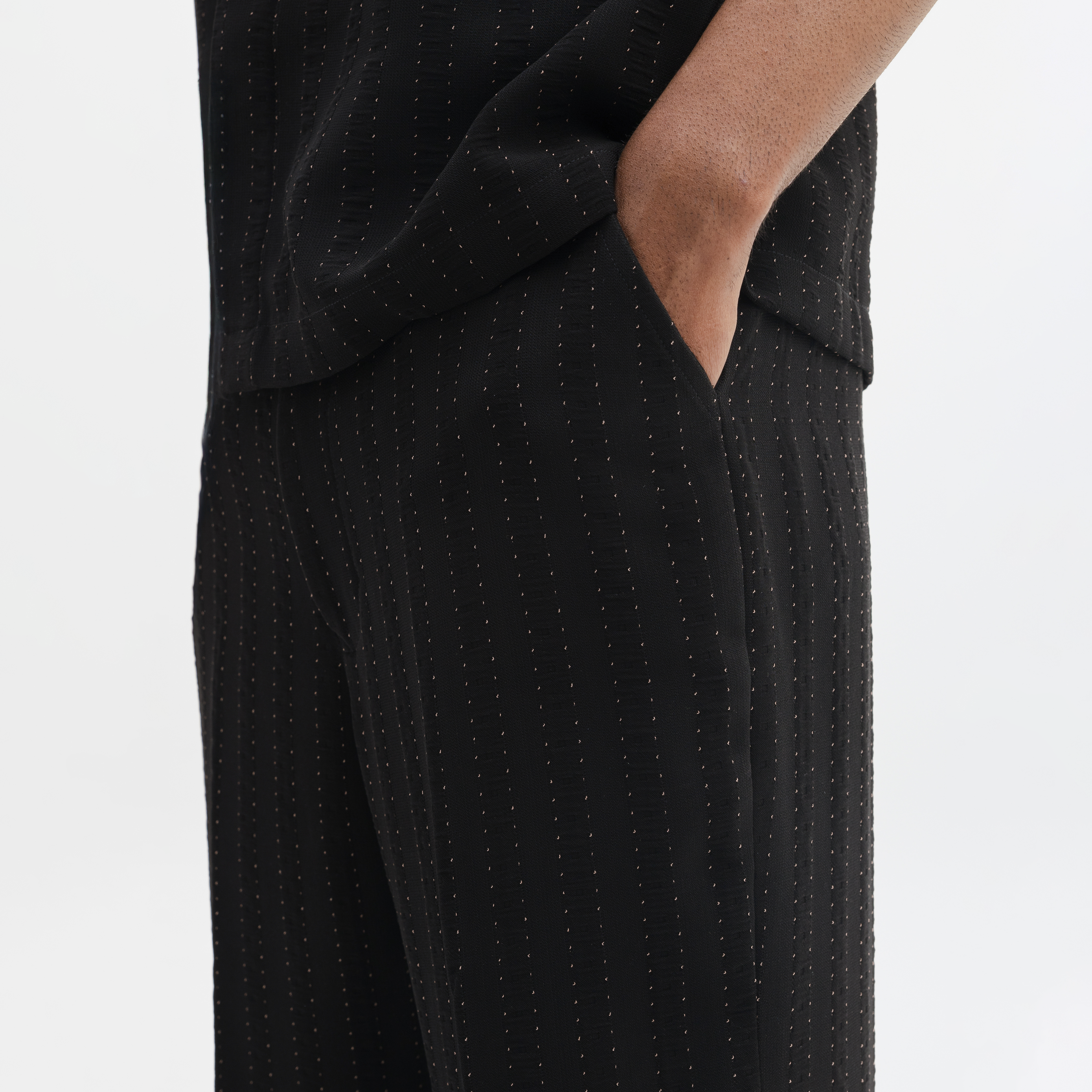 PINSTRIPE YAMAZAKI PANTS - JET BLACK