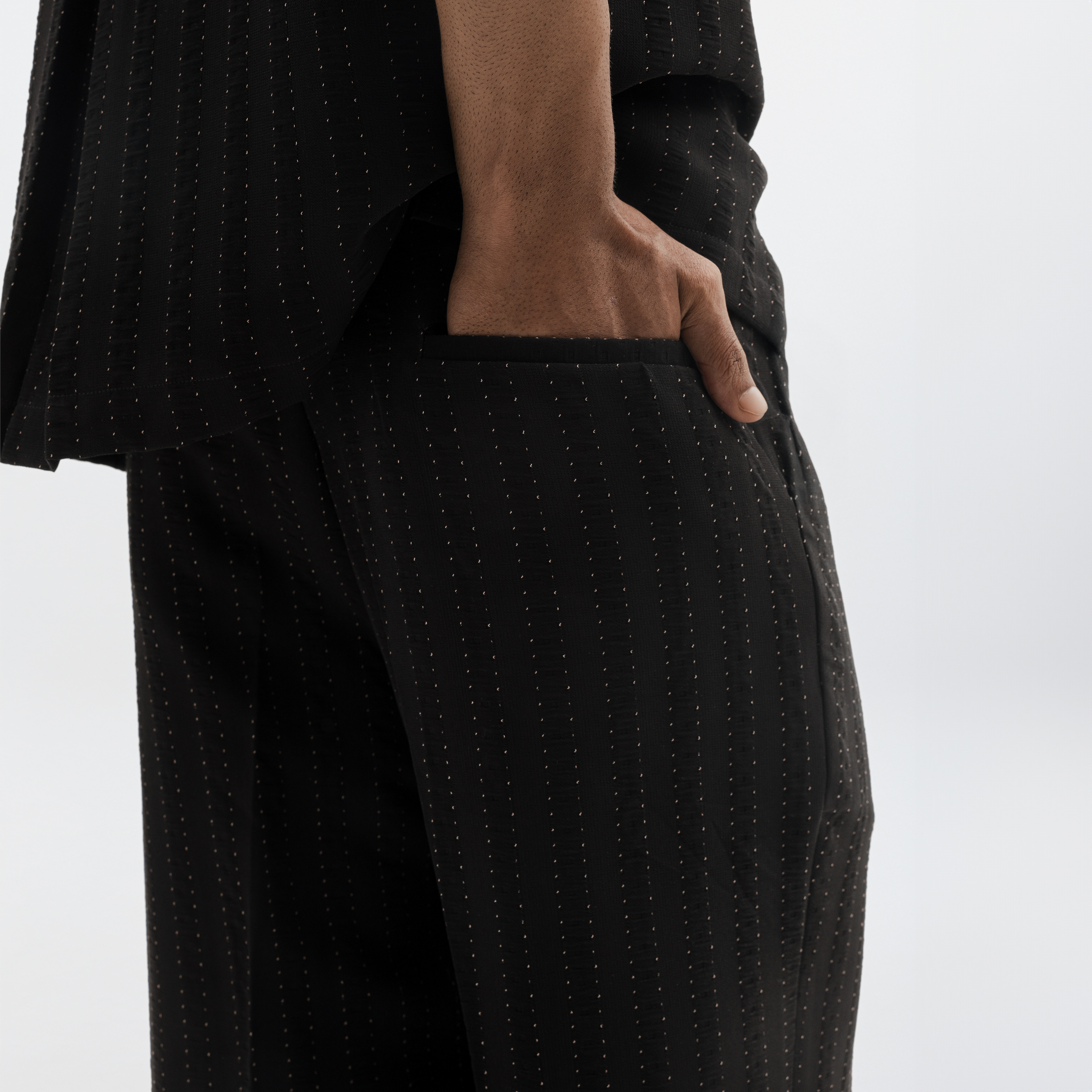 PINSTRIPE YAMAZAKI PANTS - JET BLACK