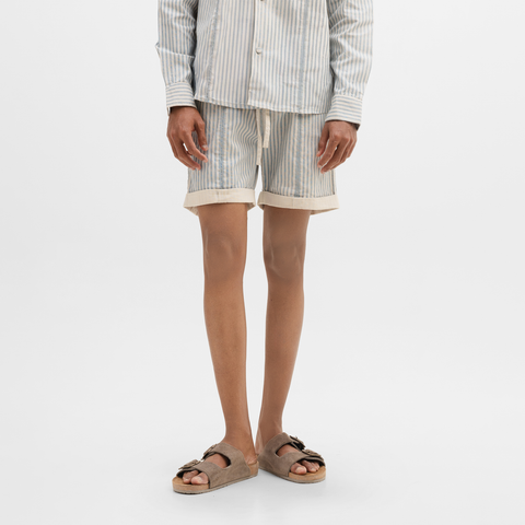 ROLLED-UP HEM SHORTS- AQUA