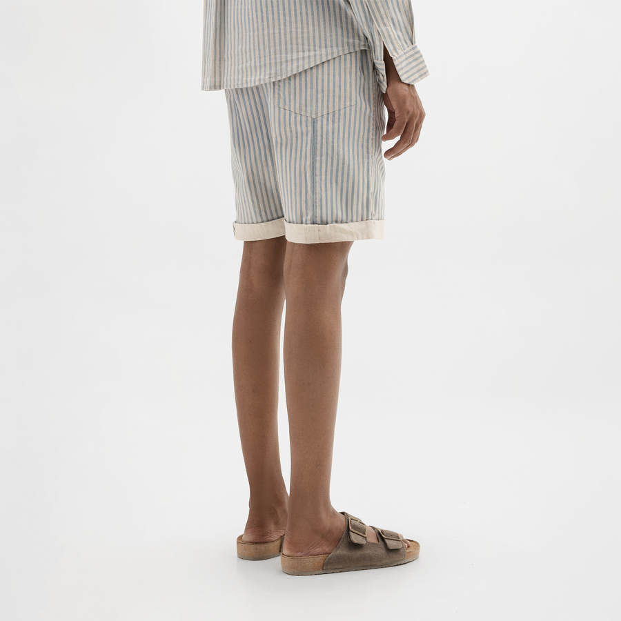 ROLLED-UP HEM SHORTS- AQUA