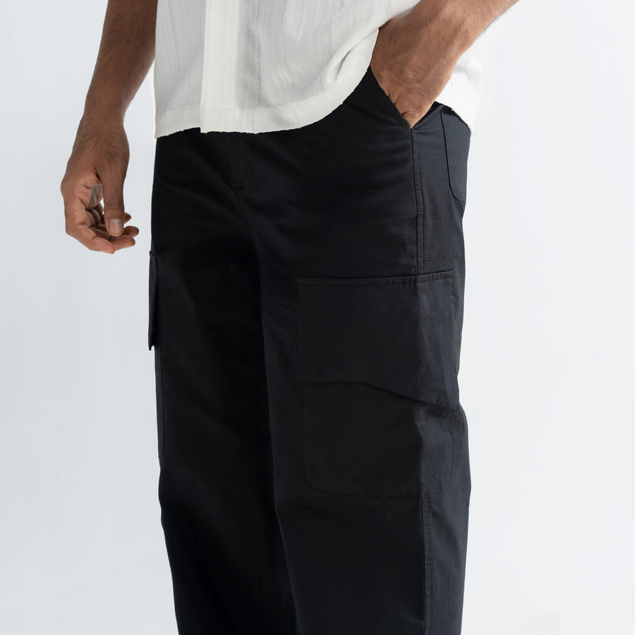 RIPSTOP CARGO PANTS - BLACK