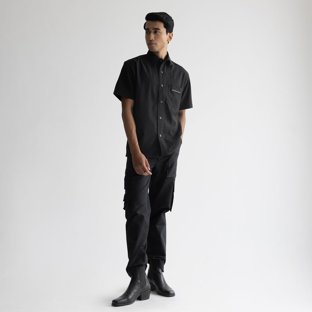 CRINKLE SHIRT - JET BLACK