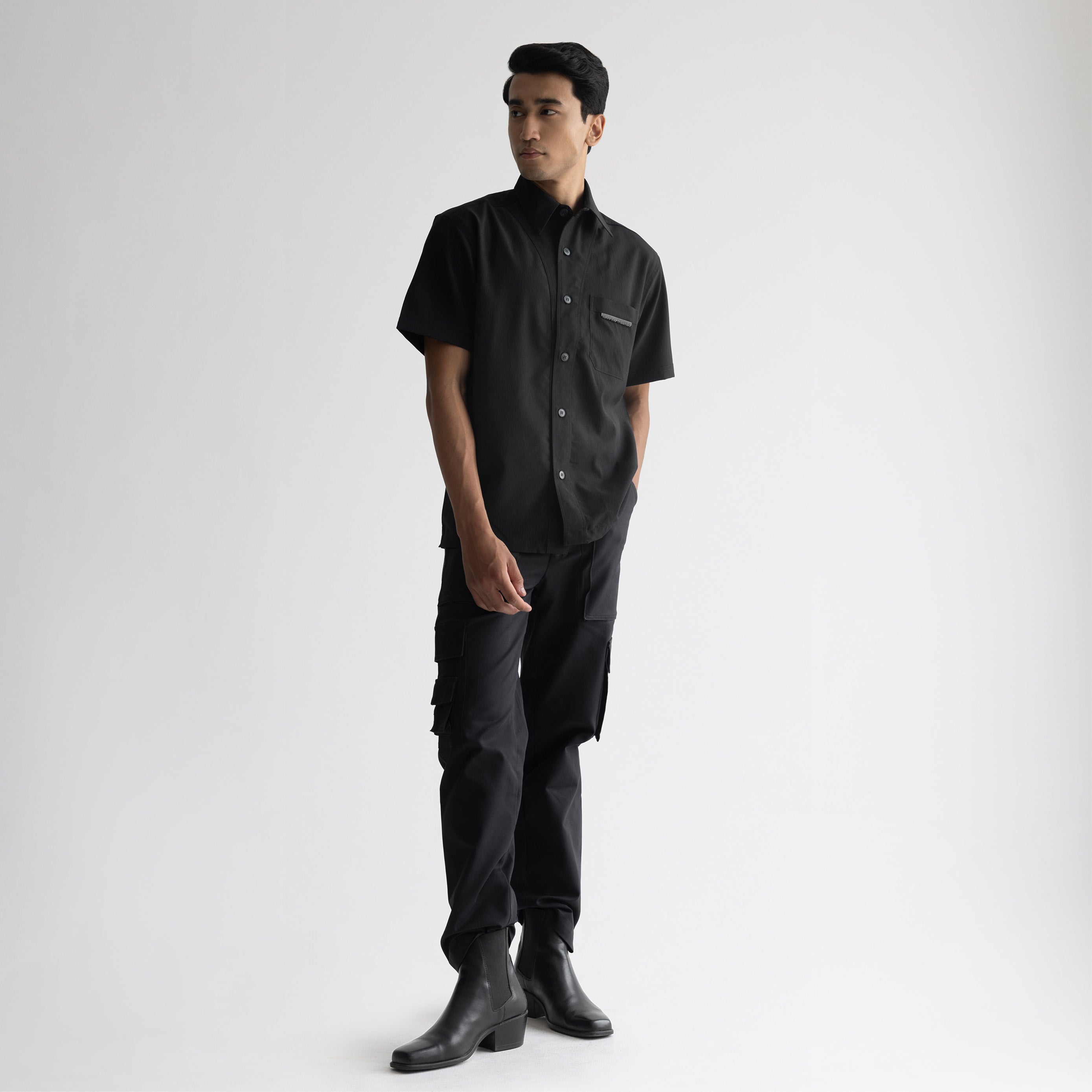 CRINKLE SHIRT - JET BLACK