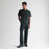 PINSTRIPE CUBAN SHIRT - FOREST GREEN