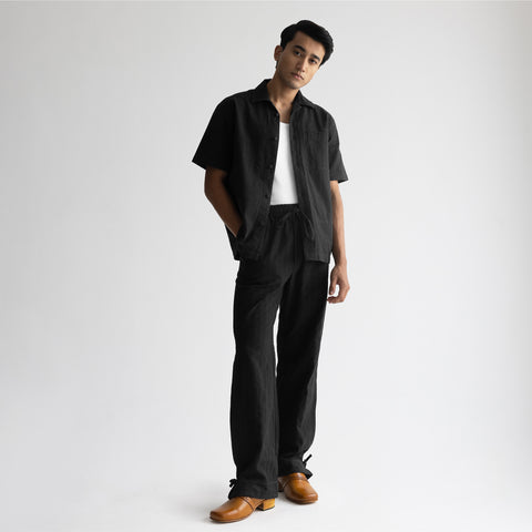 SEER SUCKER PYJAMA - BLACK