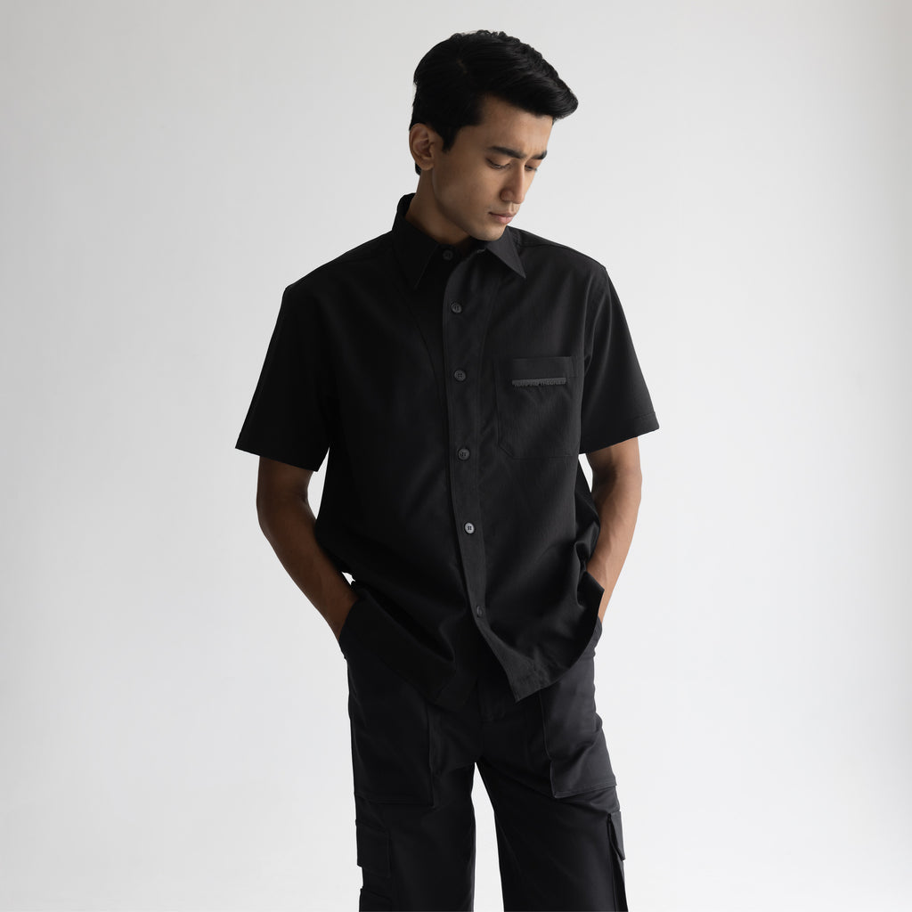 CRINKLE SHIRT - JET BLACK